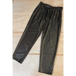 Faux Leather Joggers Cherish Women's Large Black Elastic Waist Stretch NWT Pants